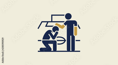 Cuadro en lienzo Coach comforting defeated athlete on sports field, support, encouragement, teamw