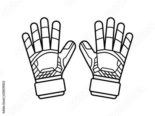 Goalkeeper gloves vector illustration featuring a pair of professional sports equipment icons for soccer game design