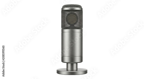 Φωτογραφία Professional condenser microphone with a sleek metallic silver finish and mesh g