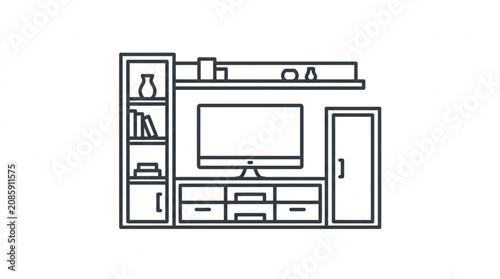 Εκτύπωση καμβά Modern entertainment center with television and shelving unit.