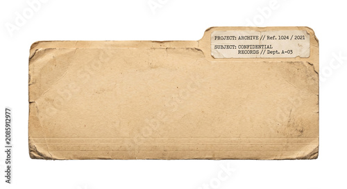 Foto Vintage manila folder labeled confidential records for project archive