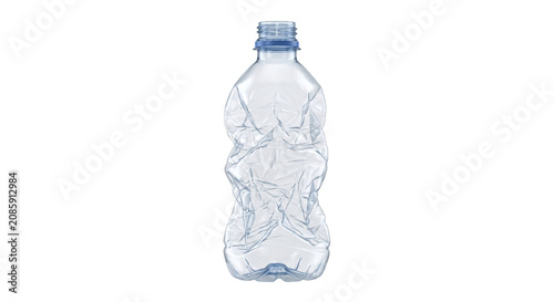 Принти на полотні Crushed empty plastic water bottle isolated on a white background