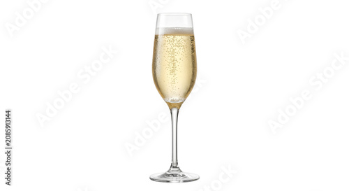 Φωτογραφία A flute glass filled with sparkling champagne with tiny bubbles rising