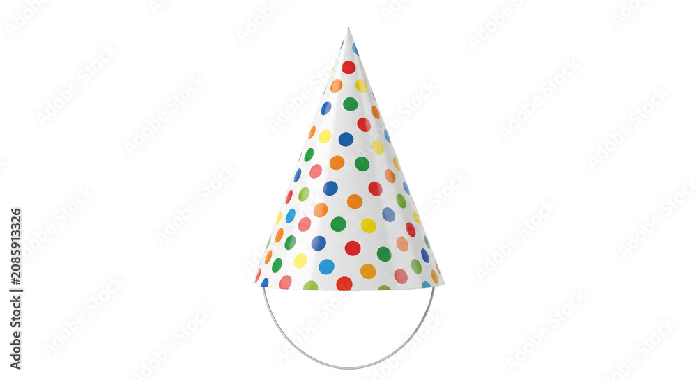 Fototapeta premium Festive polka dot party hat with elastic chin strap for celebrations