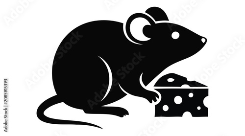 Fotografie Mouse Silhouette On White Background