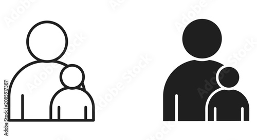 Family icon with adult and child figures standing together