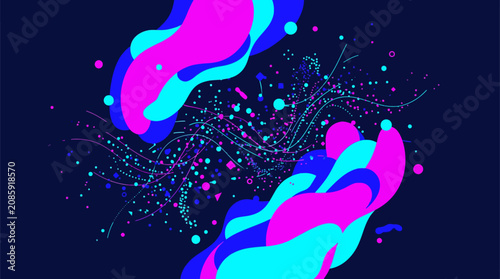 Abstract neon pink and blue fluid digital background