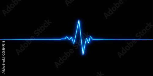 Obraz na płótnie Heartbeat EKG Pulse Line Monitor on Black Background Medical Cardiology Health C