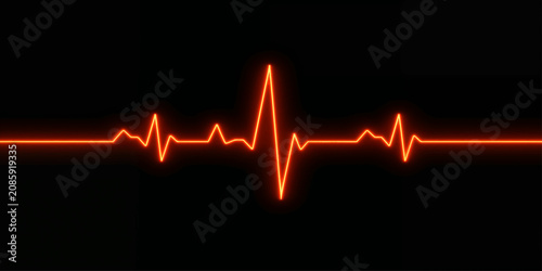 Photos Red Heartbeat Wave on ECG Monitor Display Representing Health, Medicine, Cardiol