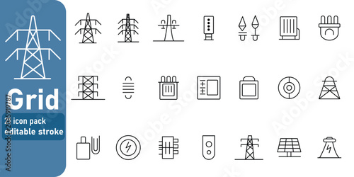 Foto An editable stroke vector icon collection displays essential components of elect