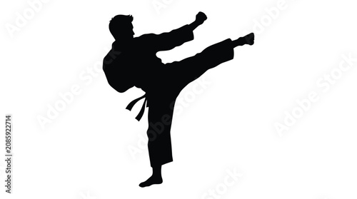 Photography Martial artist performing a kick black silhouette