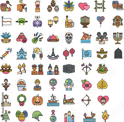 Cultural Celebrations and Holidays Elements Set