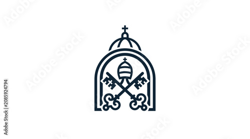 Photos Religious emblem with papal tiara and crossed keys.