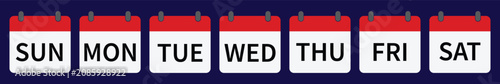 Photos Days of the Week Calendar Tabs Set Sunday to Saturday Vector Illustration