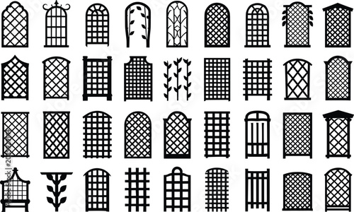 Fotografie Wide selection of garden trellis and archway designs for landscaping and botanic