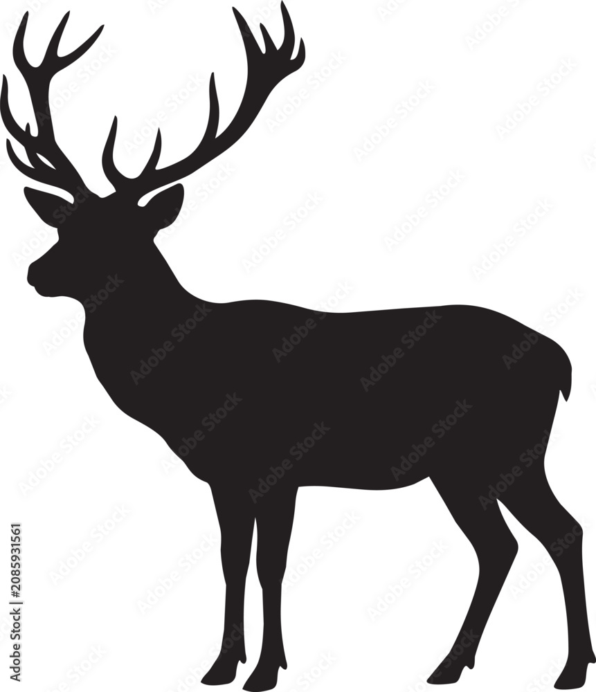Fototapeta premium Silhouette of a Deer Standing in Nature Under Bright Light,Generative AI