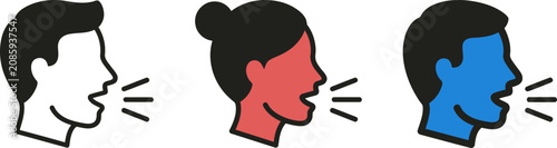 Vector illustration of three people talking
