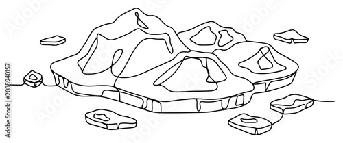 Canvastavla Floating ice floes in arctic ocean in continuous line art style