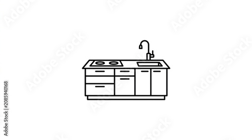 Bild auf Leinwand Simple Kitchenette Illustration with Stove and Sink.
