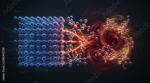 Abstract molecular structure transforming from ordered lattice to chaotic energy
