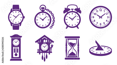 Φωτογραφία Collection of various clocks and timekeeping devices icons