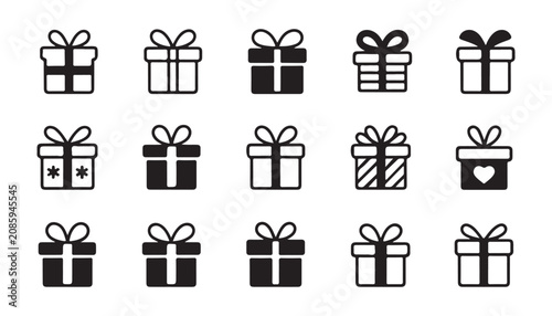 Slika na platnu Vector icon set of gift boxes and presents featuring various styles for holidays and special occasions