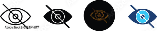 Fényképezés Four distinct variations of a crossed out eye visibility icon