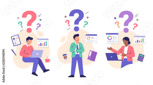 Tableau sur toile Business decision making, team collaboration, and problem solving illustration