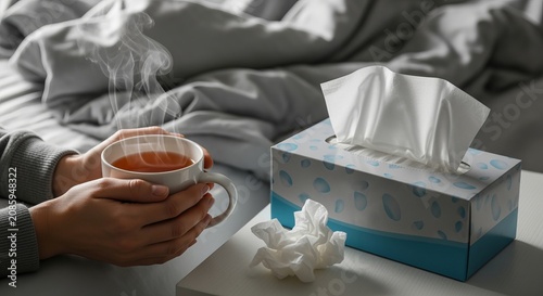 Essential tea remedies and tissues for effective cold and flu relief and comfort