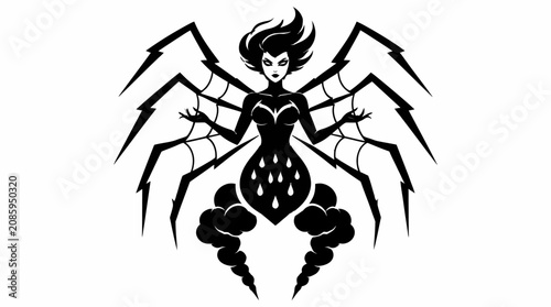 Tableau sur toile Stylized spider queen goddess fantasy vector icon
