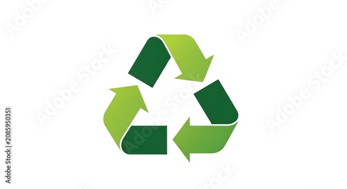 Alternate version of a three-dimensional recycling logo with darker green tones and sharp edges for branding materials.