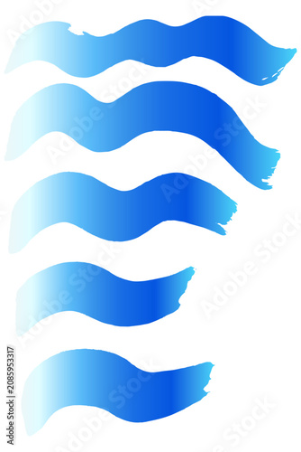 波と海をイメージした手描きブラシストローク ベクターイラスト