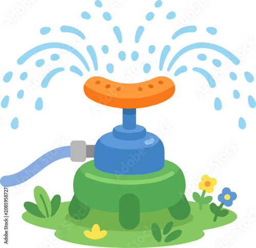 Obraz na plátně Lawn Sprinkler Watering Garden.