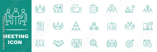 Tableau sur toile Meeting business related icons set