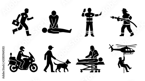 Konstfotografi Emergency Services Icons: First Responders, Medical Aid, Rescue, Law Enforcement