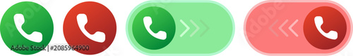 Photos Phone call icons and slider buttons for answering and declining calls, green and