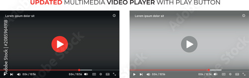 Updated multimedia video player interface with play button and playback controls