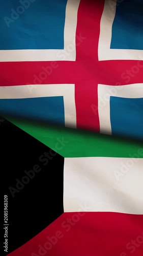 Iceland and Kuwait flag vertical