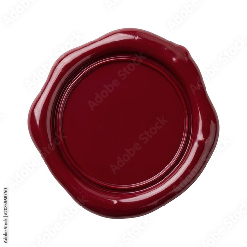 Single elegant red wax seal isolated on transparent background for premium document security