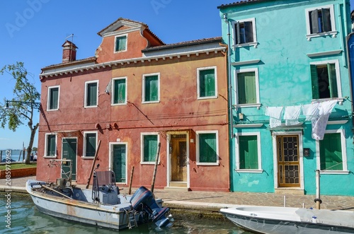 Italy, Burano, October 01, 2025 a picturesque, attractive island near Venice with colorful and bright little houses