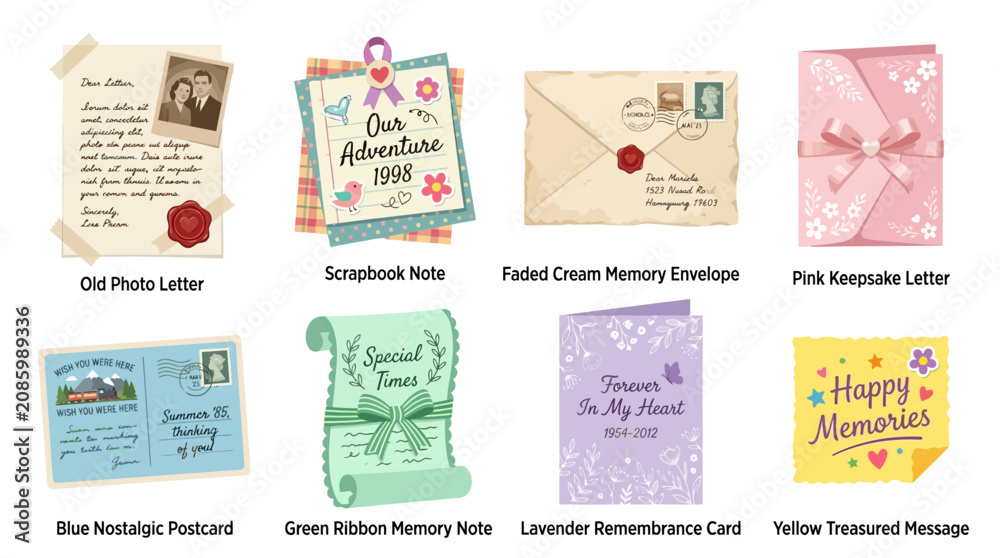 Naklejka premium Vector Set of Various Colorful Greeting Cards and Notes for Different Occasions and Events on a Neutral Background