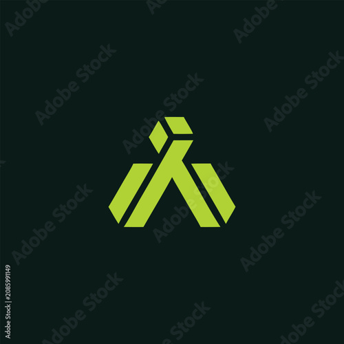 Modern geometric abstract letter A or initial I logo design with 3D block element, creative corporate brand mark, technology startup symbol, digital business icon, innovative company emblem, abstract