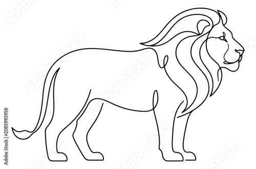 Canvas Print Minimalist lion continuous line drawing, elegant wild cat profile vector, modern