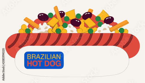Fotografie Very beautiful realistic vector illustration of a Brazilian Hot Dog featuring a