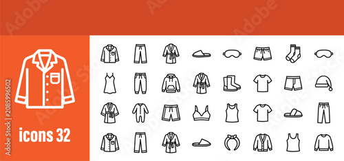 Tableau sur toile Pajamas and sleepwear icon set