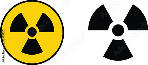 Tableau sur toile Radiation hazard warning signs with radioactive symbol in yellow and black circular design set vector