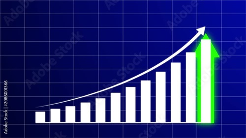 Symbolizing rising profits, success, and positive business performance. Business steady growth concept with rising progress bar chart and upward arrow.   