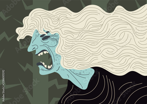 Canvastavla terrifying banshee screaming in a haunted forest