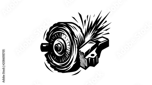 Canvastavla Grinder power tool with sparks flying.