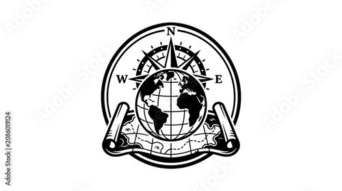 Foto Vintage Compass with Globe Navigation.